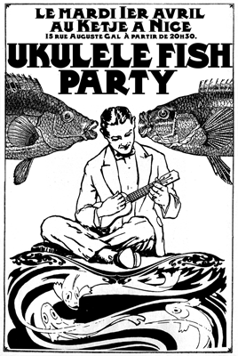 Ukulele Fish Party au Ketje le premier avril 2008 affiche par Uncle (dr) 